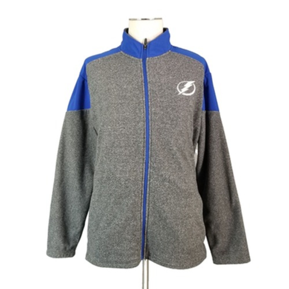 NHL Jacket Mens XL Gray Tampa Bay Lightning Full Zip Fleece Microfiber Hockey